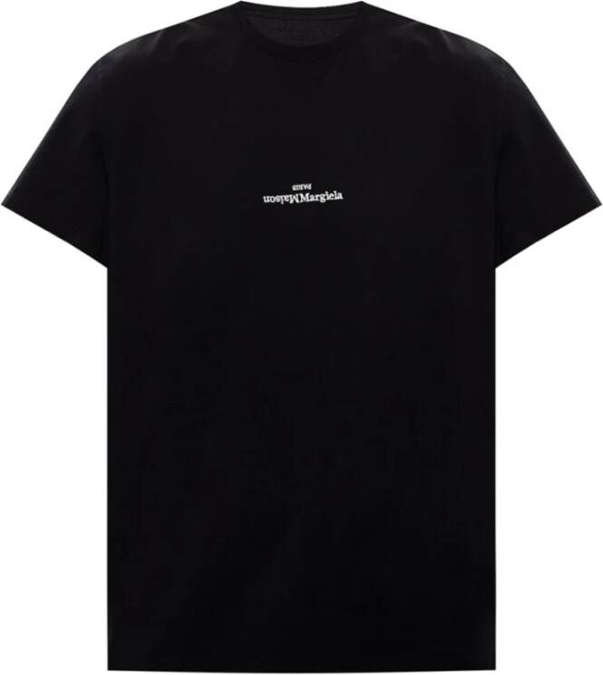 Maison Margiela Zwart T-shirt met omgekeerd logo Black Heren