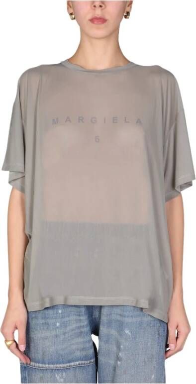 Maison Margiela T-shirt ontmoette logo-print Grijs Dames