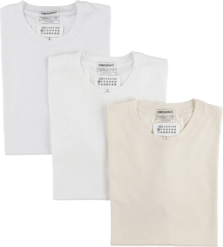 Maison Margiela Witte Katoenen T-shirt met Klassieke Crew Neck Wit Heren