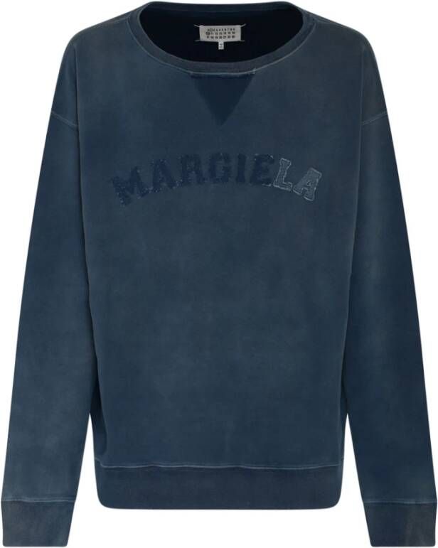 Maison Margiela Blauwe Katoenen Sweatshirt met Geborduurd Logo Blauw