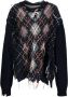 Maison Margiela Zwarte trui met contrasterende stiksels en argyle patroon Black Heren - Thumbnail 1