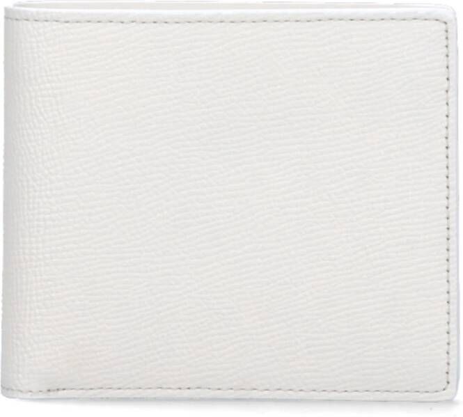 Maison Margiela Bi-Fold Portemonnee van Korrelig Leer met Iconische Stiksels White Heren