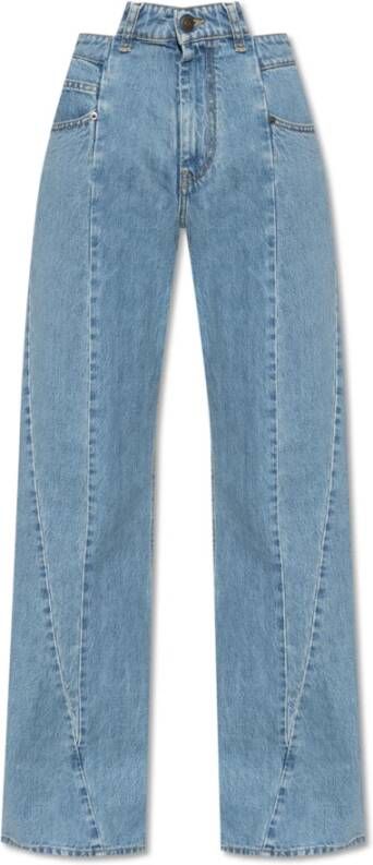 Maison Margiela Blauwe Jeans met Paneeldesign en Uitgesneden Taille Blue Dames