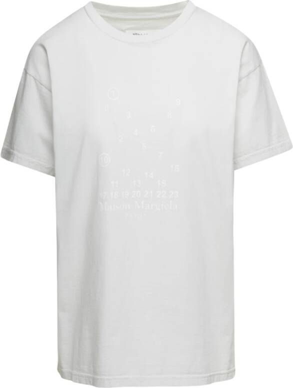 Maison Margiela Wit Katoenen Logo Print Dames T-Shirt Wit Dames
