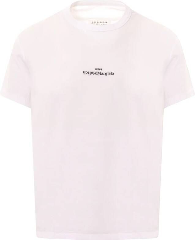 Maison Margiela Witte Crew-neck T-shirt met Geborduurd Logo White Heren