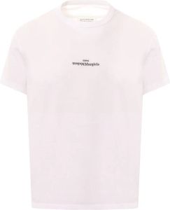 Maison Margiela Witte Crew-neck T-shirt met Geborduurd Logo Wit Heren