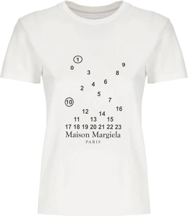 Maison Margiela Witte Katoenen T-shirt met Iconisch Logo Wit Dames