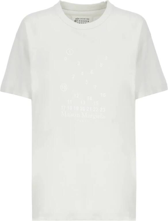 Maison Margiela Cotton T-shirt with characteristic Four Stiches logo Wit Dames