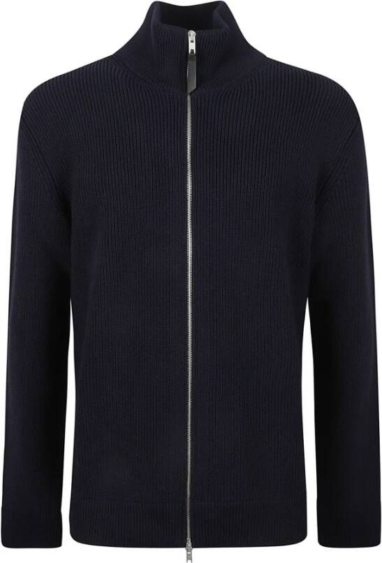 Maison Margiela Zip-through Pullover: Stijlvolle Sweatshirt voor Moderne Mannen Blauw Heren