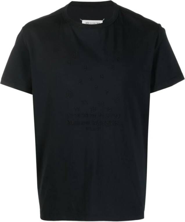 Maison Margiela Zwart Katoenen T-Shirt met Geborduurd Logo Zwart Heren