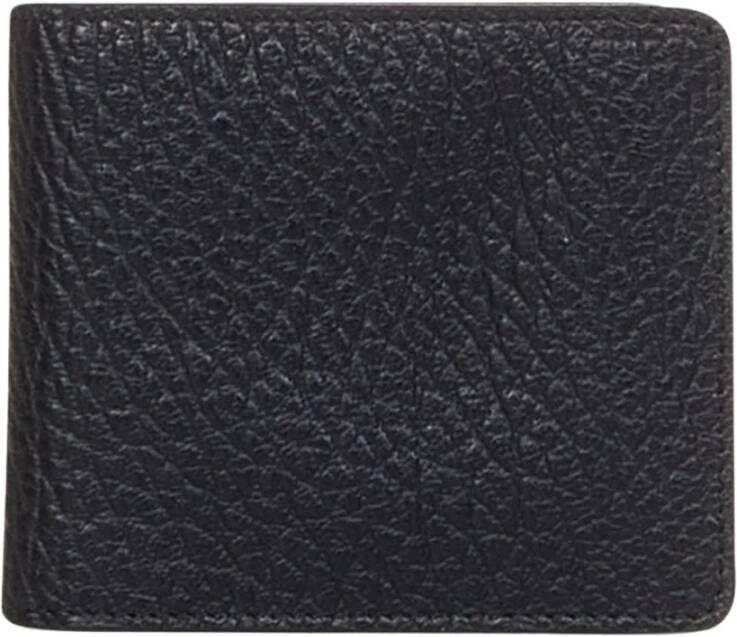 Maison Margiela Zwarte Bi-fold Portemonnee met Stiksel Detail Zwart Heren