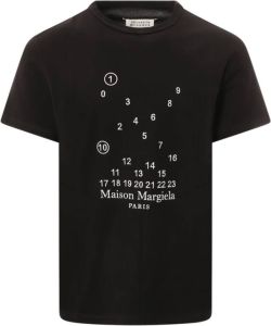 Maison Margiela Zwarte Geribbelde T-shirt met Iconische Stiksels Zwart Heren