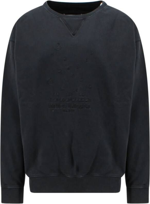Maison Margiela Zwarte Katoenen Sweatshirt met Iconische Stiksels Zwart Heren