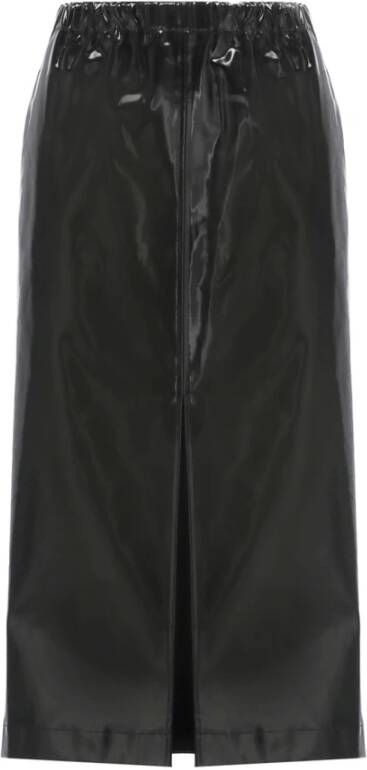 Maison Margiela Zwarte leren broek met elastische taille en borduursel Zwart Dames