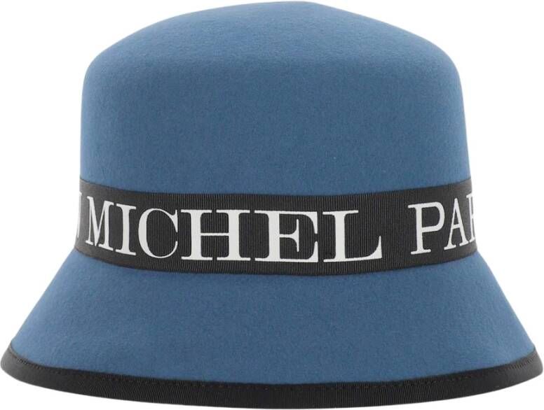 Maison Michel Konijn vilt cloche hoed all-over logo lint vakmanschap niet waterdicht blauw gemaakt in Duitsland enstelling: 100% konijnengevoelig Blauw Dames