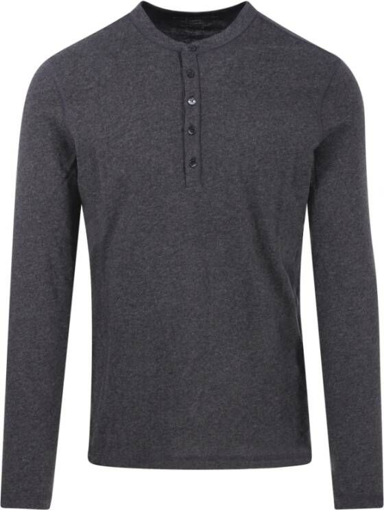 Majestic filatures Antraciet Tunesische Longsleeve T-Shirt Grijs Heren