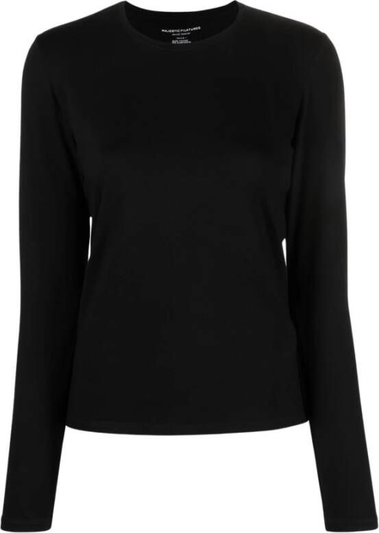 Majestic filatures Zwart Afgewerkte Longsleeve T-shirt Black Dames