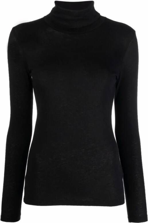 Majestic filatures Zwarte katoen-kasjmier mix coltrui Black Dames