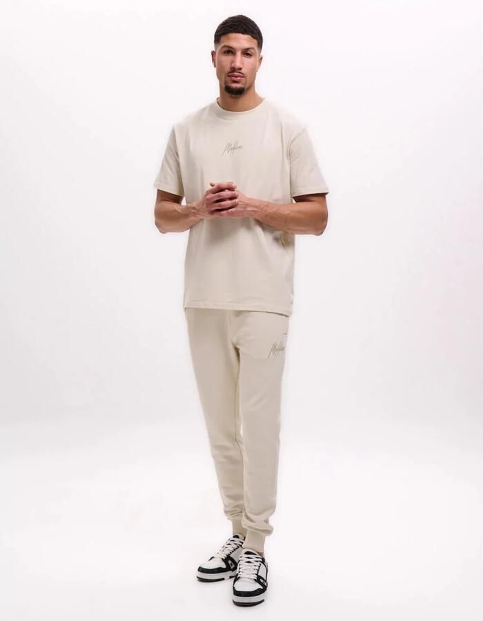 Malelions Gestreept Signature T-shirt in Beige Herenlions Beige Heren