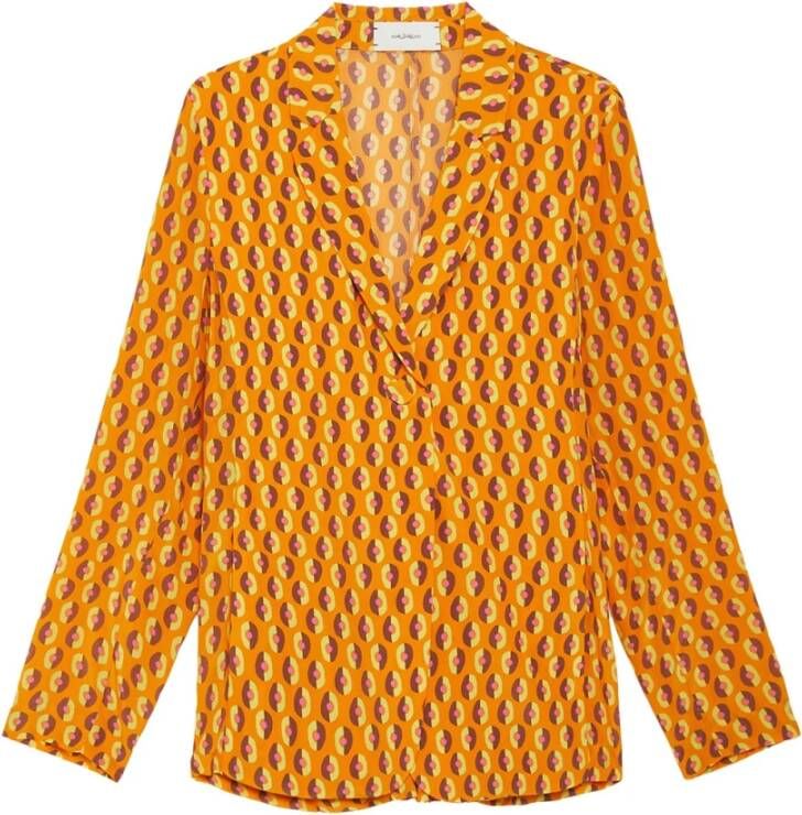 Maliparmi Gedrukte Viscose Crepe Jas Orange Dames