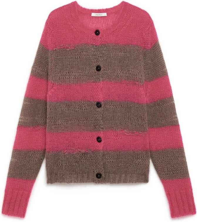 Maliparmi Lurex Mohair Strepen Cardigan Pink Dames