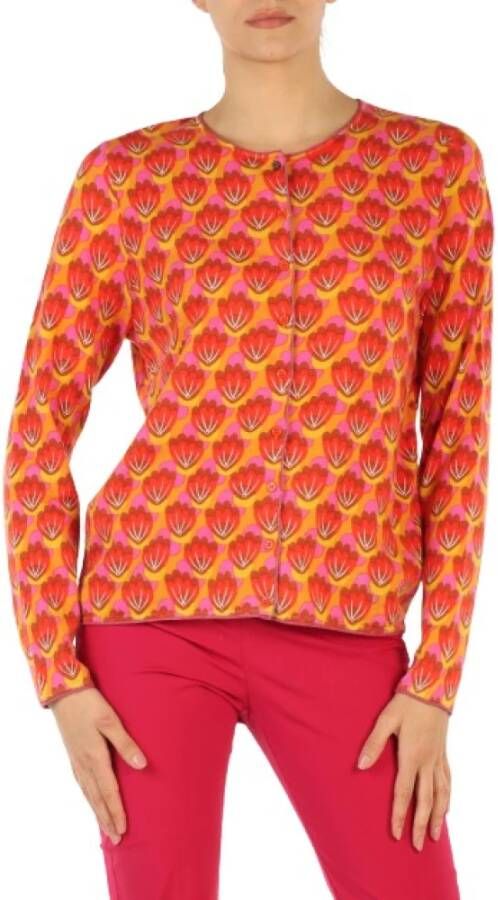 Maliparmi Gedrukte Katoenen Vest met Lurex Details Orange Dames
