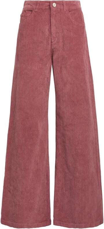 Maliparmi Corduroy Broek Stijlvol en Comfortabel Roze Dames