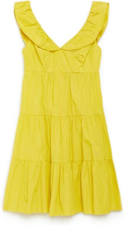 Maliparmi Gerimpelde V-hals Taffeta Jurk Yellow Dames
