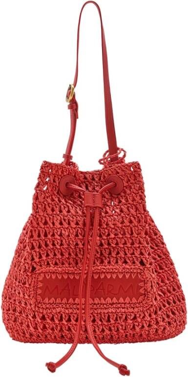 Maliparmi Raffia Crochet Bucket Bag Red Dames