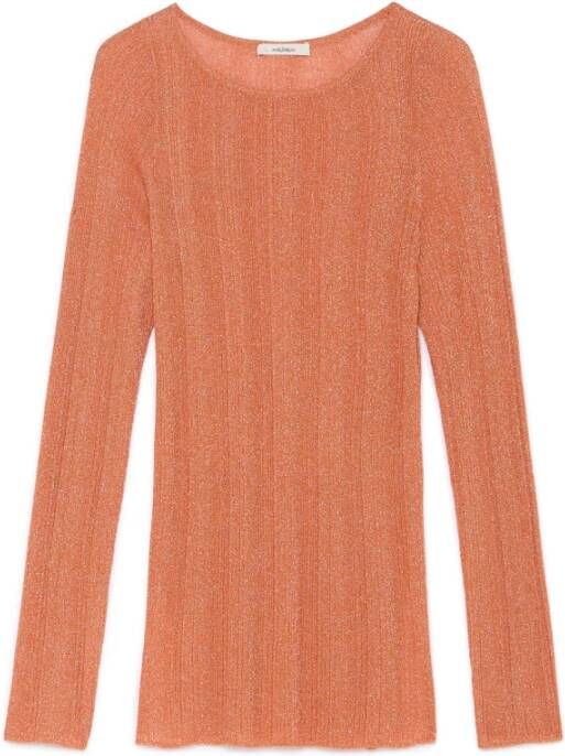 Maliparmi Gebreide kleding met ronde hals en Lurex-draad Oranje Dames