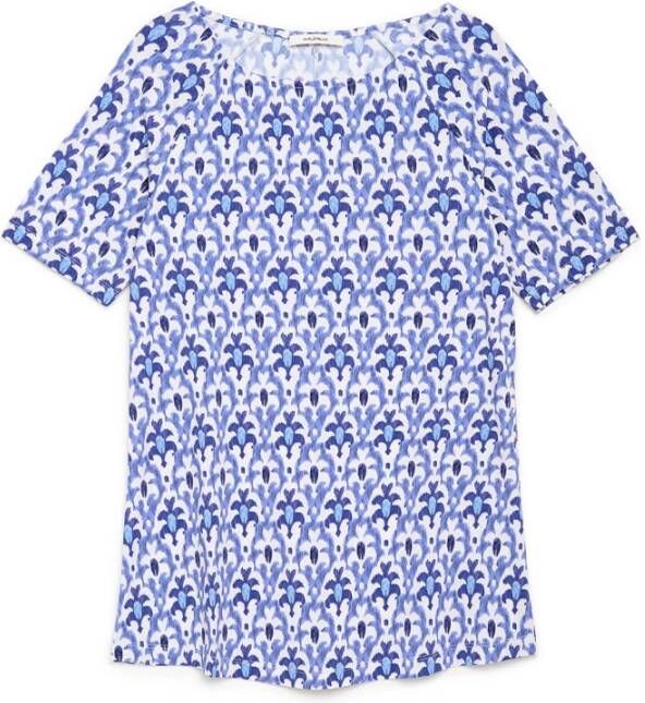Maliparmi Gedrukt Lichtgewicht Jersey T-Shirt Blauw Dames