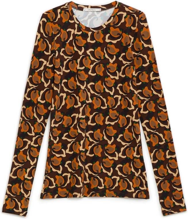 Maliparmi Gedrukt Stretchy Viscose T-Shirt Oranje Dames