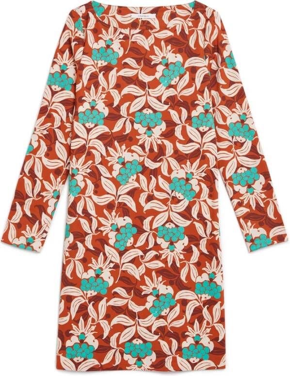 Maliparmi Gedrukte Jersey Boothals Jurk Brown Dames