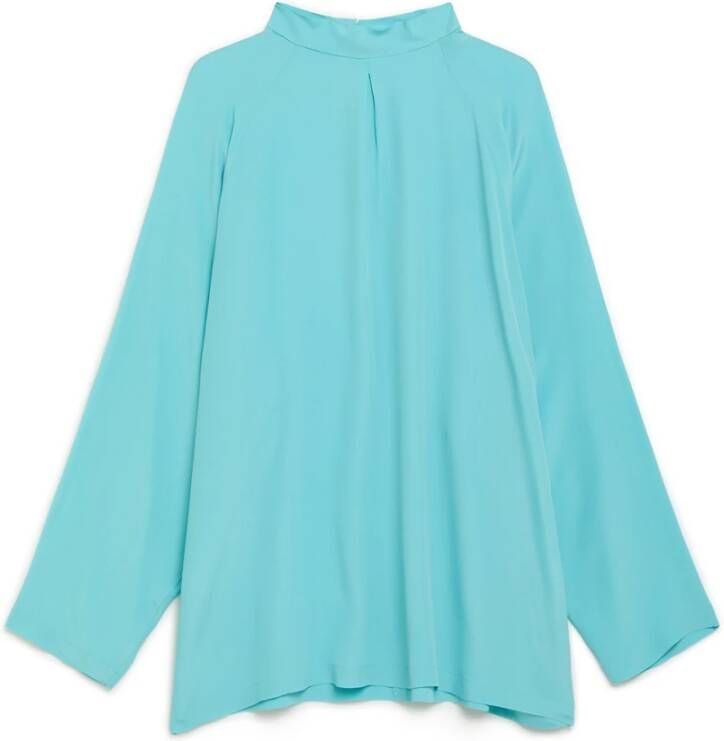 Maliparmi Gekleurde Vloeibare Crepe Blouse Blauw Dames