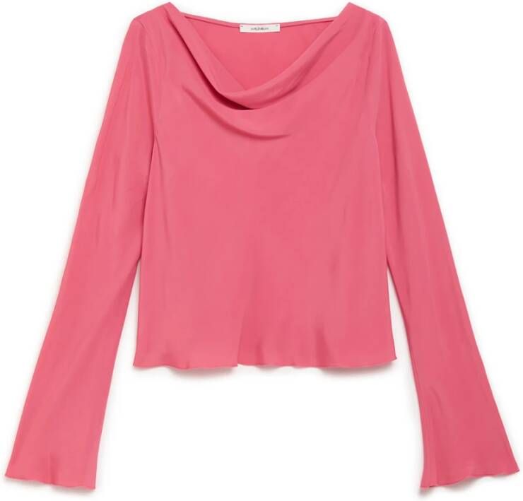 Maliparmi Gekleurde Vloeibare Crepe Blouse Roze Dames
