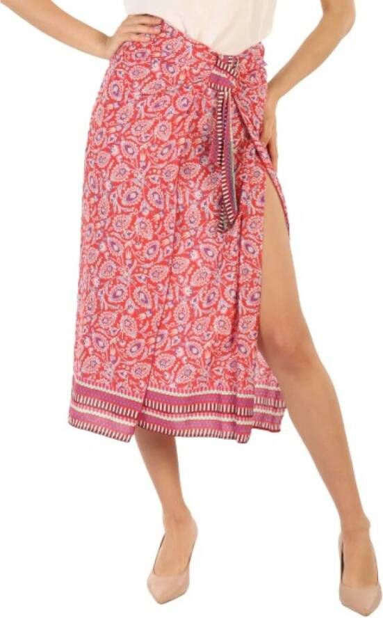 Maliparmi Gedrukte Viscose Sarong Rok Red Dames