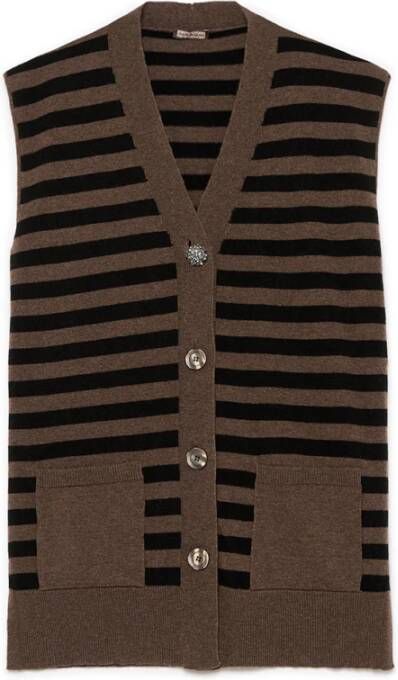 Maliparmi Mouwloze gebreide kleding Zwart Dames