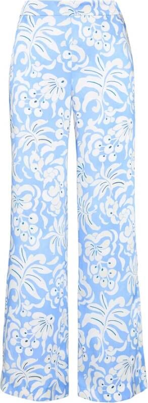 Maliparmi Gedrukte Twill Wijde Pijp Broek Blue Dames