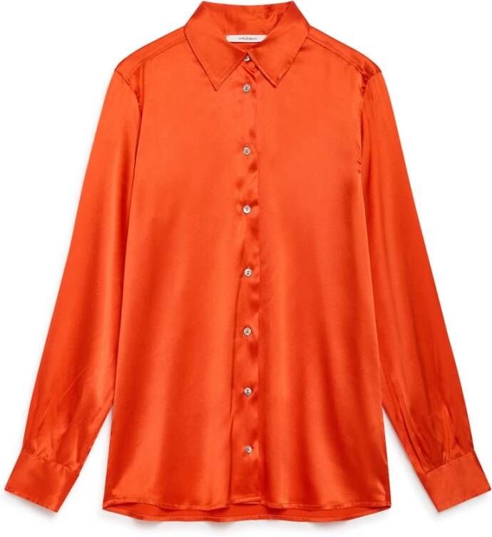 Maliparmi Satijnen overhemd met lange mouwen Oranje Dames