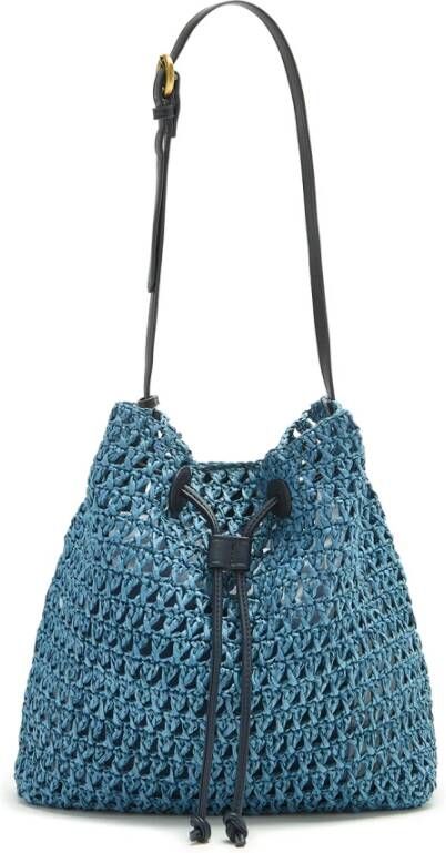 Maliparmi Raffia Crochet Bucket Bag Blue Dames