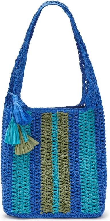 Maliparmi Raffia Grote Handtas Blue Dames
