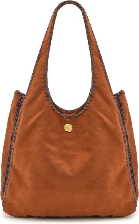 Maliparmi Handgemaakte Gehaakte Suède Hobo Tas Brown Dames
