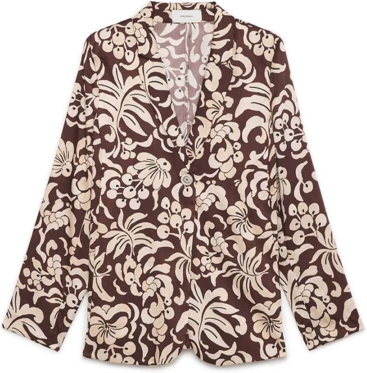 Maliparmi Gedrukte Twill Jas Speciale Knoop Brown Dames