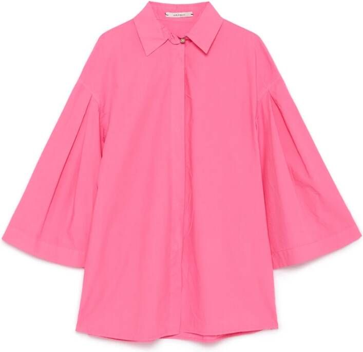 Maliparmi Poplin Loose Fit Shirt Wijde Mouw Pink Dames