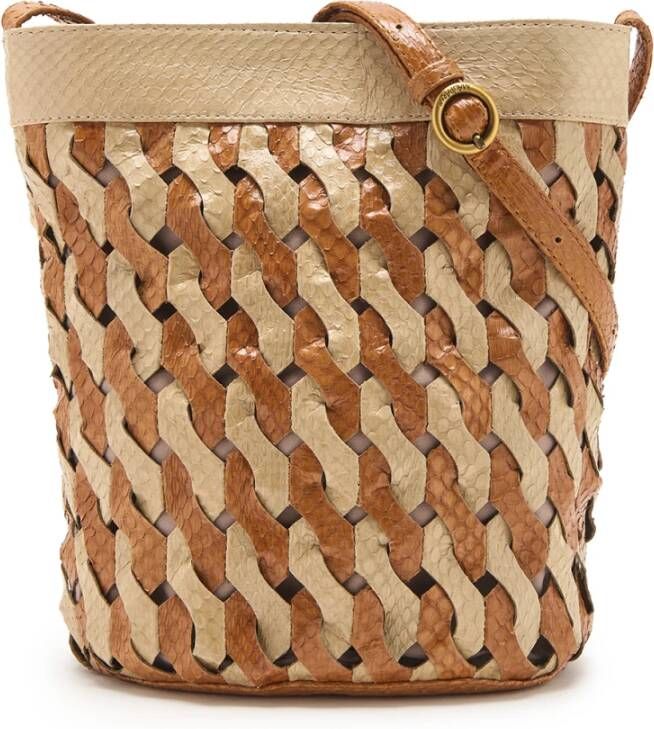 Maliparmi Geometrisch Geweven Emmer Tas Beige Dames