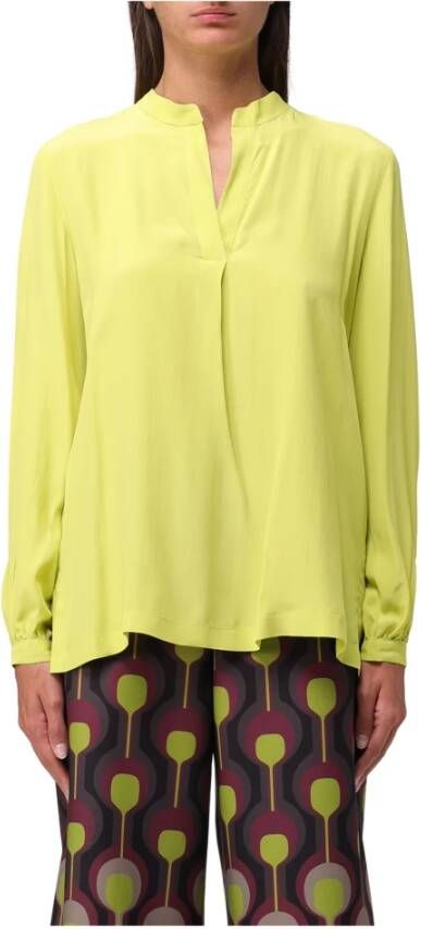 Maliparmi Gekleurde Vloeibare Crepe Blouse Yellow Dames