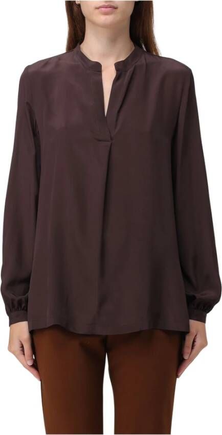 Maliparmi Vloeibare Crepe Shirt in Levendige Kleuren Bruin Dames