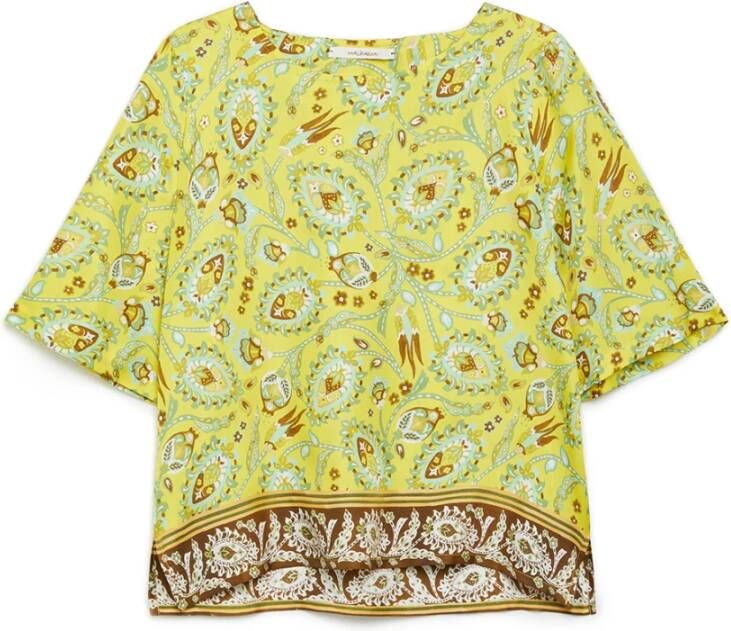 Maliparmi Gedrukte Satijnen Twill Shirt Yellow Dames