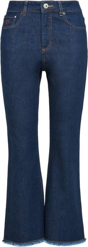 Maliparmi Washed denim broek met uitlopende pijpen Blauw Dames