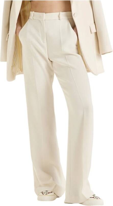 Maliparmi Gestructureerde Fluide Broek met Tailleband White Dames